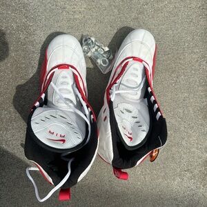 White and Red High-Top Sneakers